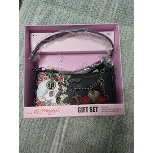 Ed Hardy Graphic Shoulder Bag Grunge Goth Punk Nwt Black